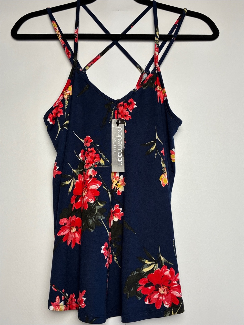 Rue21 Navy Floral Crisscross Strappy Camisole